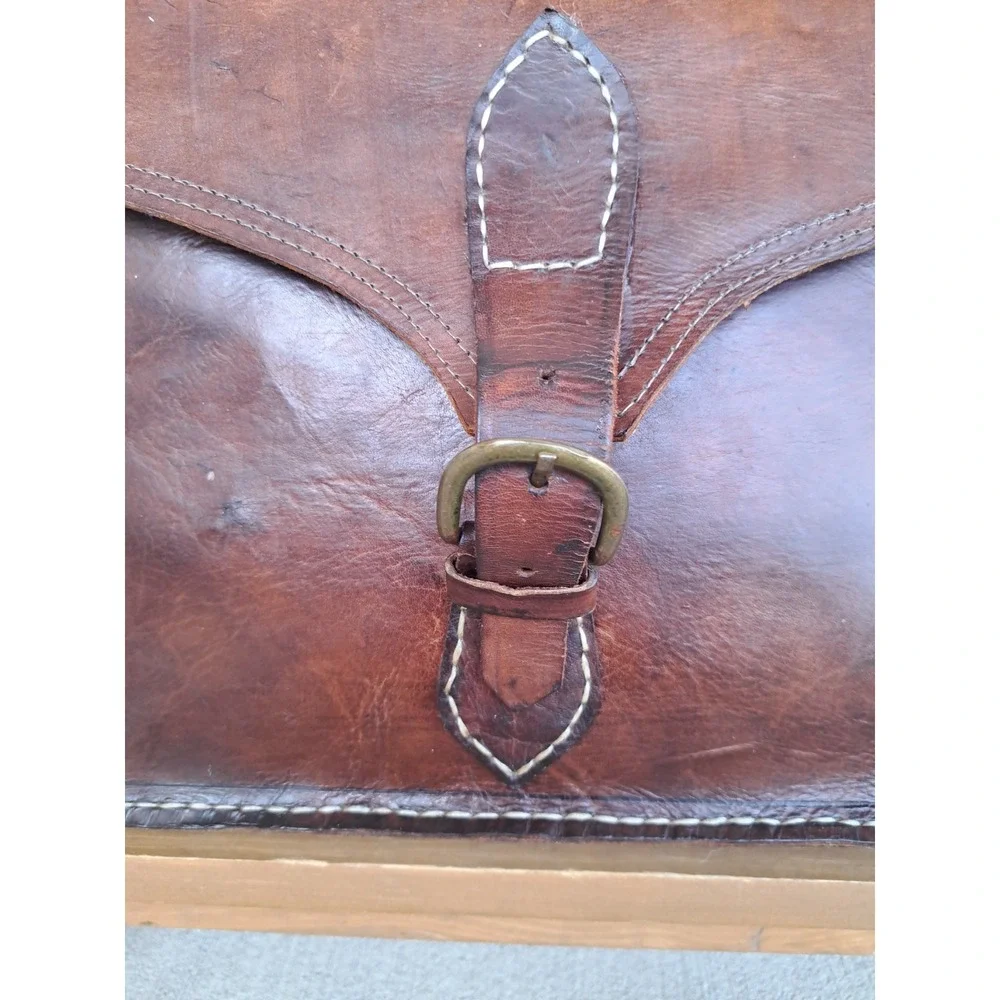 Large‎ Satchel Handcrafted Genuine Leather Bag Briefcase Dark Brown
